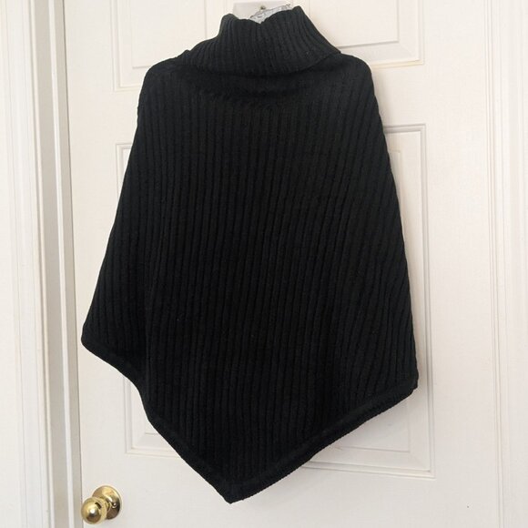 MICHAEL Michael Kors Women's Wide-Rib Button Turtleneck Poncho Black NWT - Picture 6 of 14